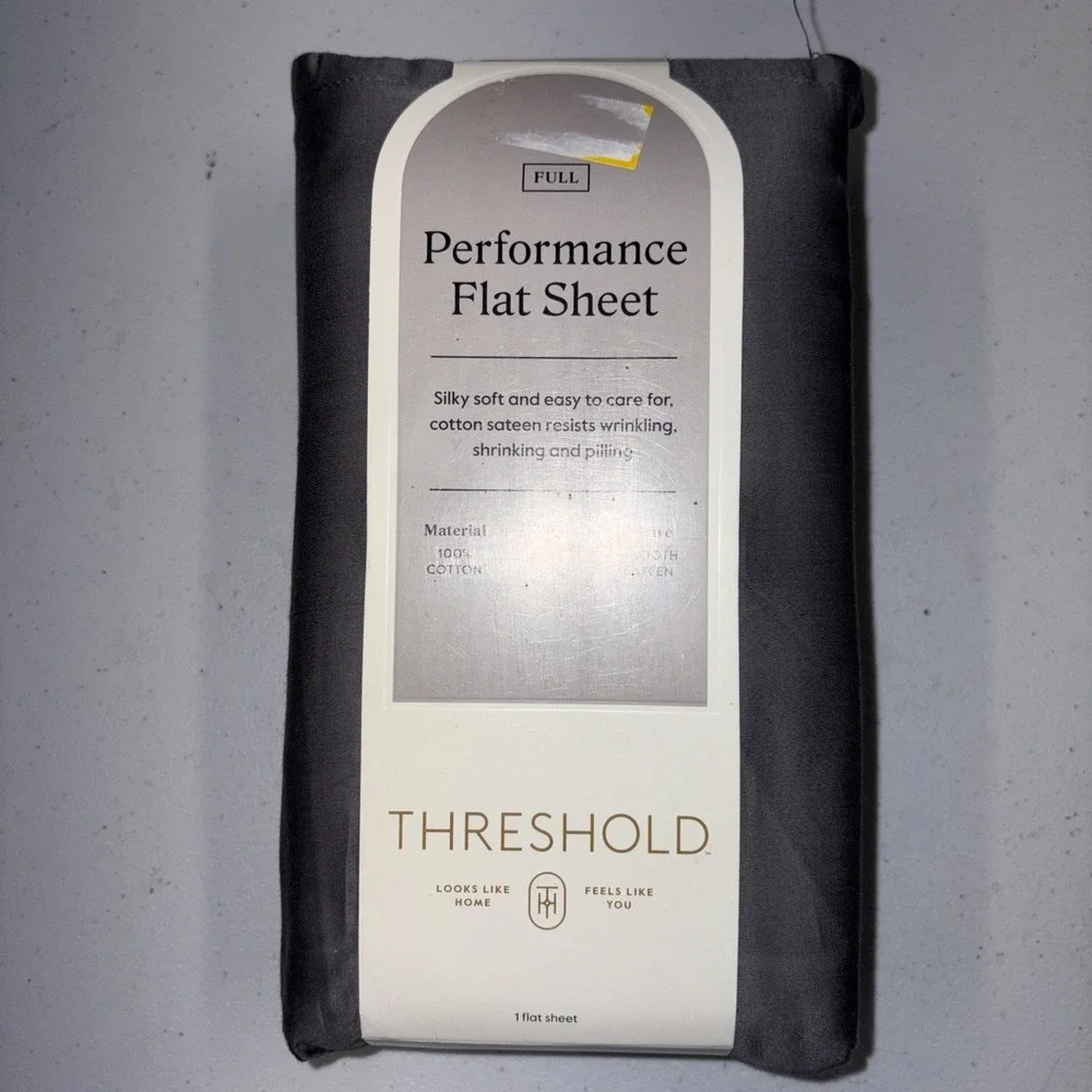 Full 400 Thread Count Performance Flat Sheet Dark Gray - Threshold: Cotton